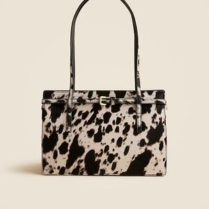 J. Crew Black and Cream Patterned Shoulder Bag
